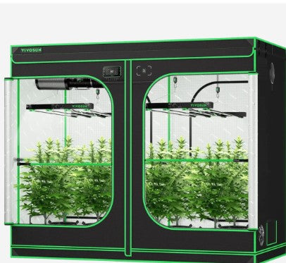 Smart Grow Tent Kit GIY-SGS-84 Pro 4x8, 8-Plant Complete System, with WiFi E42A+ Controller, 2x 450W VSFD4500 LED Grow Light, and 8-inch AeroZesh T8 Ventilation Combo