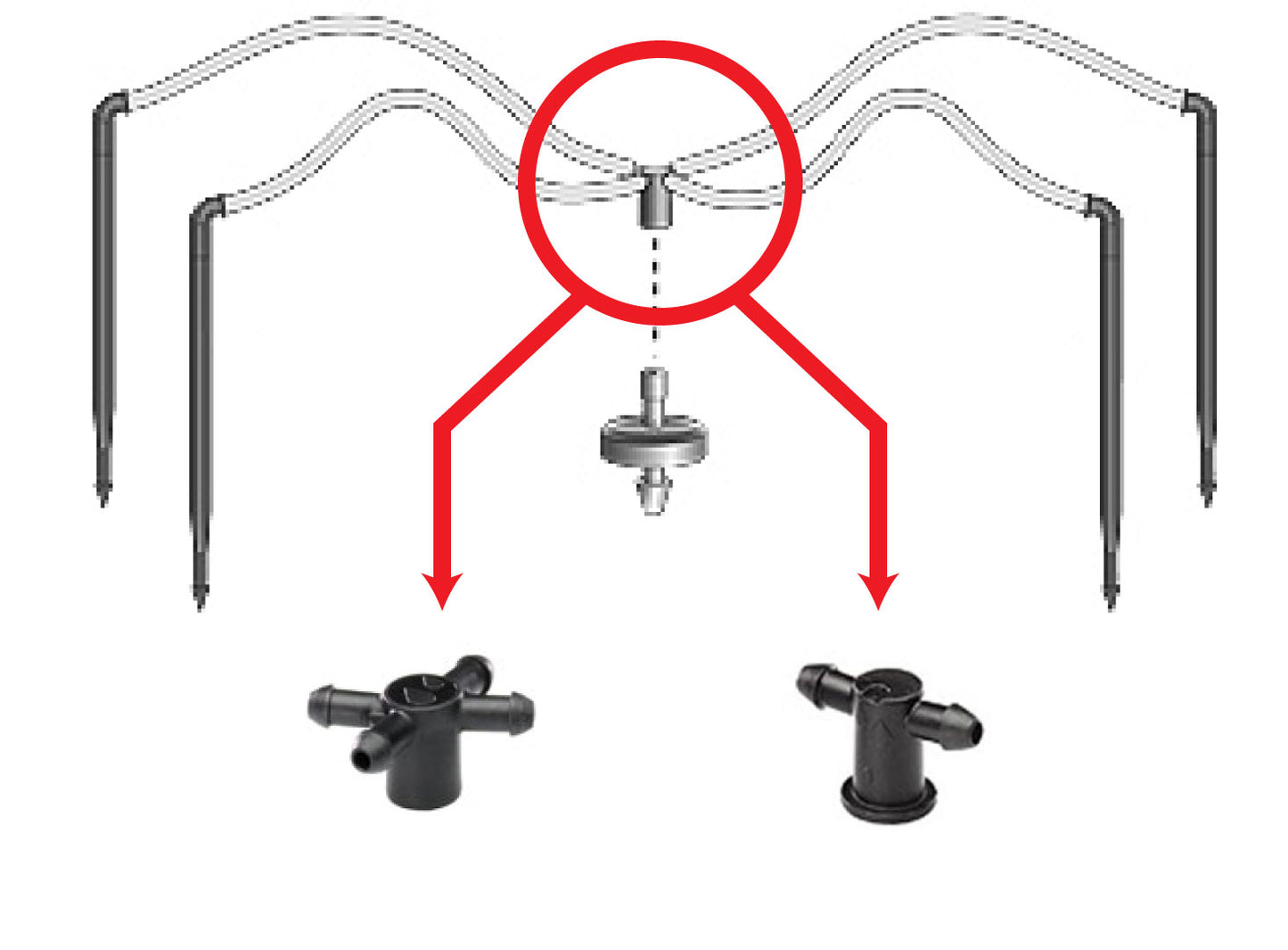 4-Way Flat MOD w/Angle Arrow Dripper White 18"/18"/18"/18"