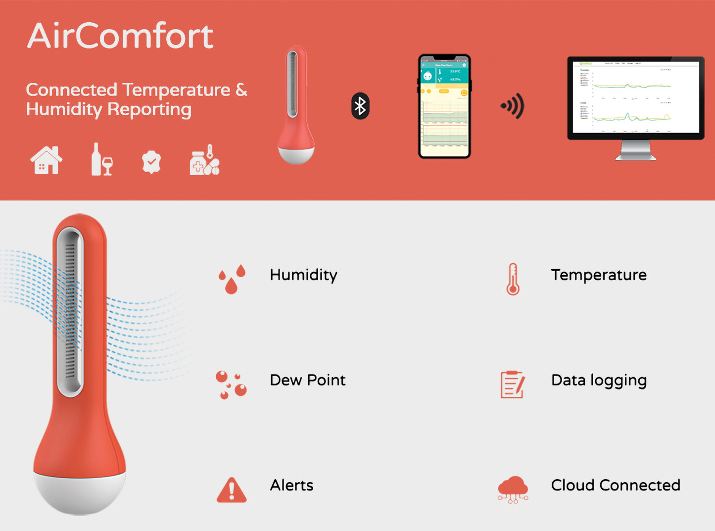 AirComfort - Wireless sync temperature & humidity sensor (8 units)