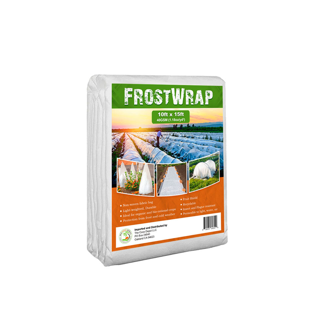 FrostWrap, Freeze and Crop Protection Plant Cover - 1.18oz/yd2(40 GSM) of Fabric Non-woven 10ft x 15ft Reusable Garden Floating Row Cover for vegetables, fruit, tree, plants Sun-Pest protection