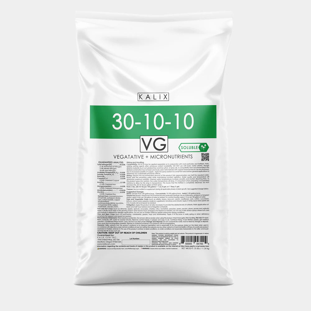 KALIX 30-10-10 – Water Soluble High Nitrogen Fertilizer for Soil, Foliar and Fertigation Use (25 lb)