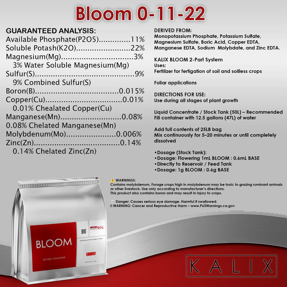 KALIX Bloom (0-11-22) | Soluble Hydroponic Flowering Nutrient