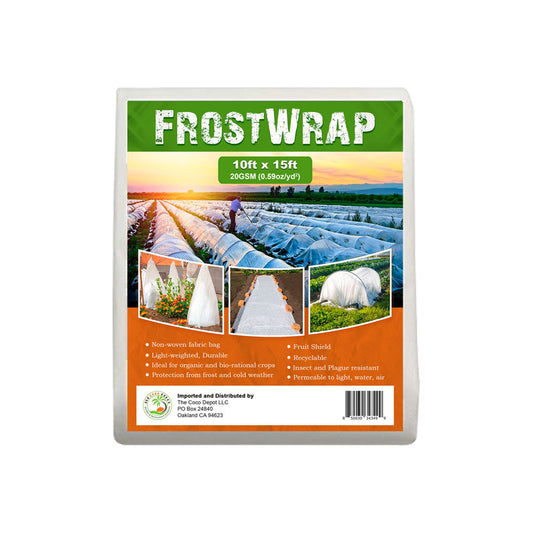 FrostWrap, Freeze and Crop Protection Plant Cover - 0.59 oz/yd2 (20 GSM) of Fabric Non-woven 10ft x 15ft Reusable Garden Floating Row Cover for vegetables, fruit, tree, plants Sun-Pest protection