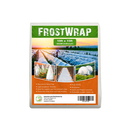 FrostWrap, Freeze and Crop Protection Plant Cover - 0.88oz/yd2 (30 GSM) of Fabric Non-woven 10ft x 15ft Reusable Garden Floating Row Cover for vegetables, fruit, tree, plants Sun-Pest protection