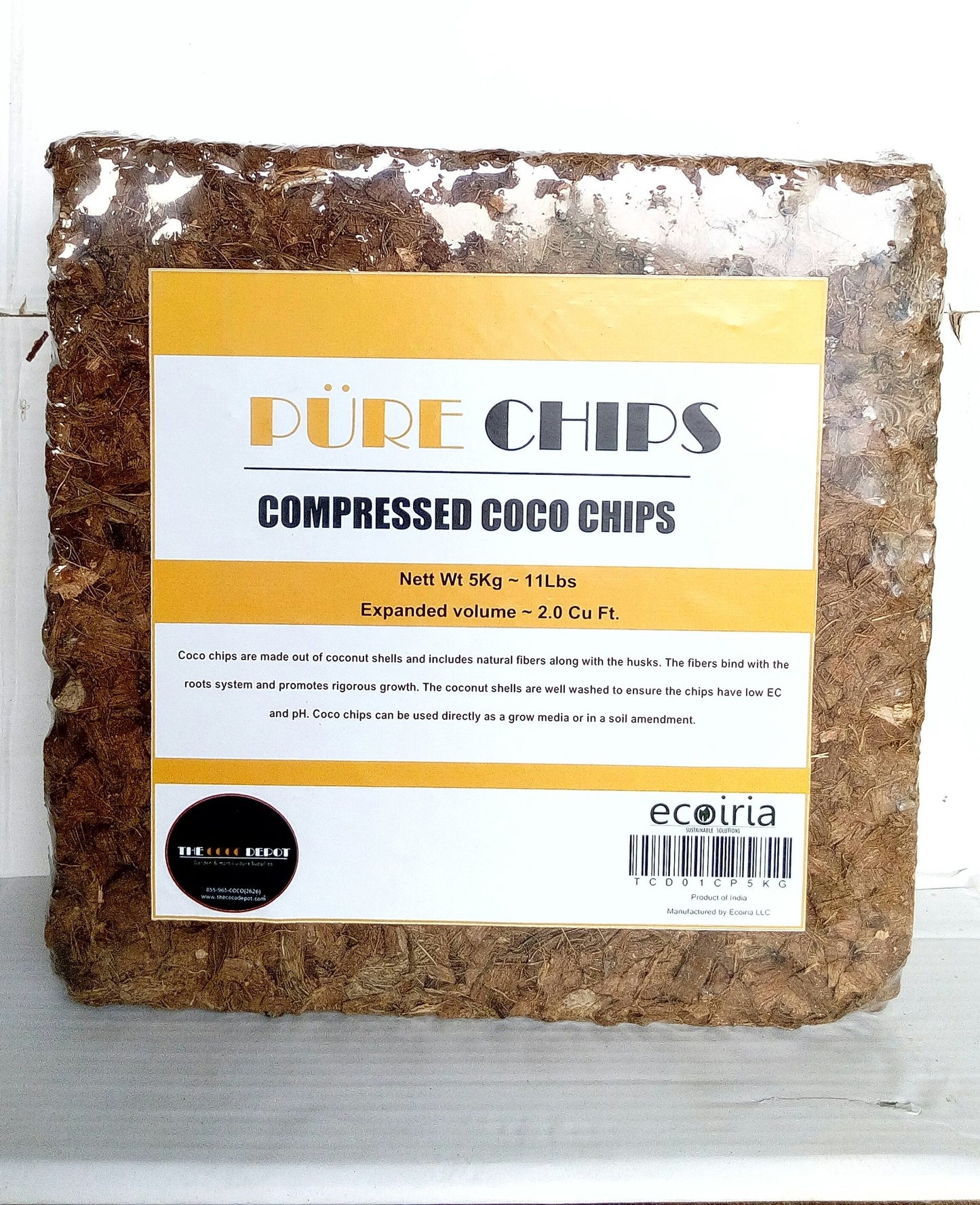 Pure Coco Chips Compressed Chips Blocks 4Kg (Regular Grade)